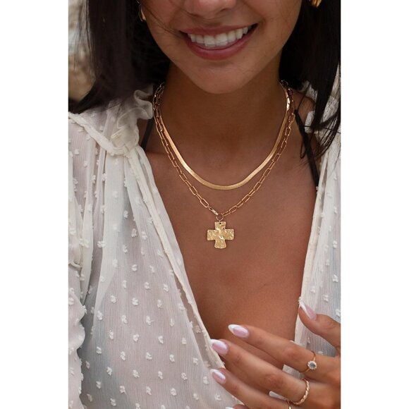 Easter Gifts for Women Chunky Cross Necklace for Women Trendy 14K Gold Plated Si - Picture 8 of 9